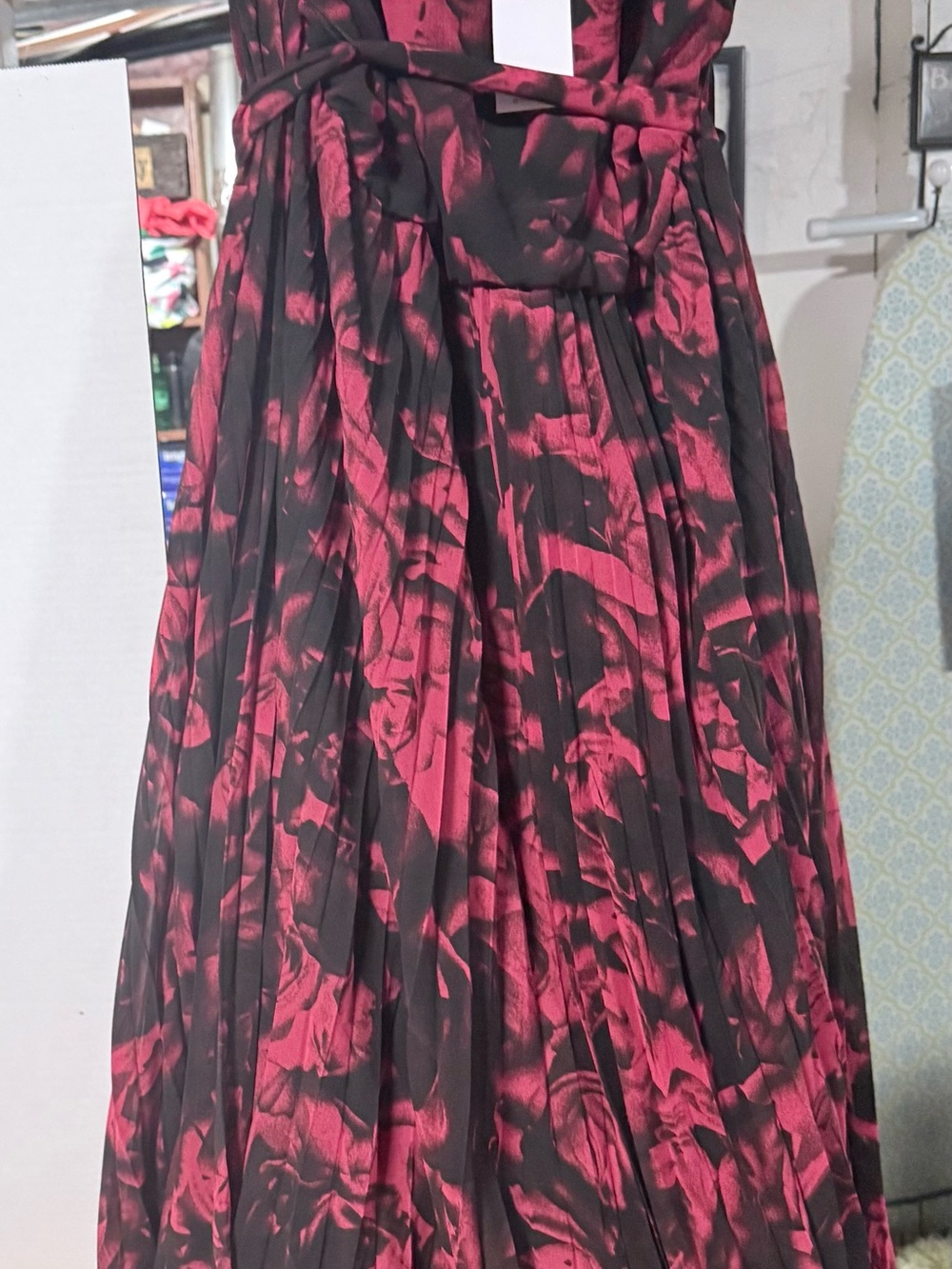 Ricki's Black and Red Pleated A-Line tea length dress